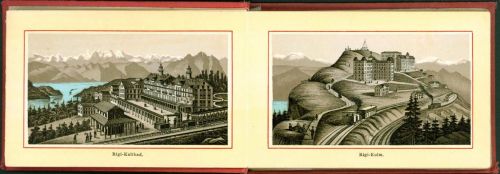 St Gotthard Rigi, Vierwaldstädtersee Leporello mit 28 AK in Original Mappe, um 1890; überwiegend gute Erhaltung