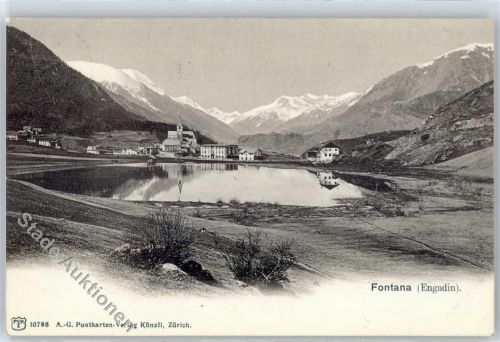 Tarasp 1905, Kirche, See, Fontana
