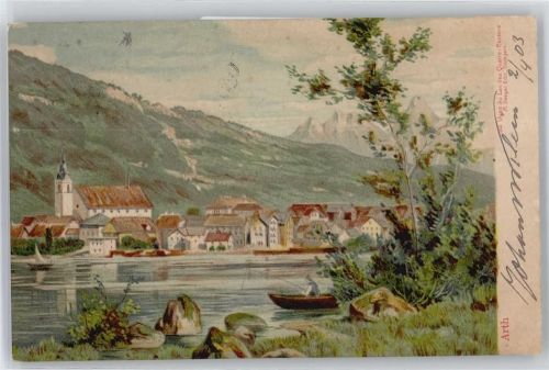 6415 Arth Lithographie / Künstlerkarte Marke entfernt