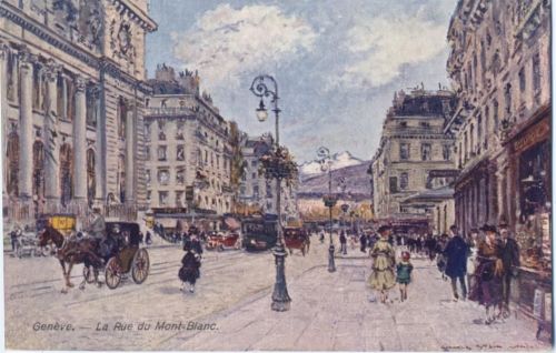 1910/20 Genf, Kanton Genf, Ansicht (view), Mont-Blanc-Straße (Mont-Blanc-Street), Künstler AK (artist card), Schweiz,Roger Diserens AKU2