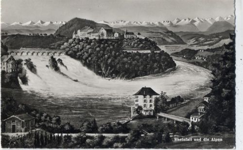 1954 - Kanton Schaffhausen, Neuhausen, Rheinfall und die Alpen (the Alps), Schweiz,A.H. Widmer AKU2