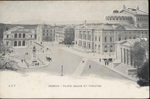 um 1910/20 Geneve, Place Neuve et Theatre (Theater), Kant: Genf, Schweiz. AKU2