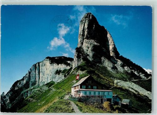 Brülisau Berggasthaus Stauberen mit Stauberenchanzlen Hüttenstempel