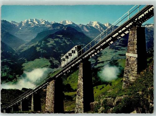 Niesen Niesenbahn Hegernalp-Viadukt mit Blümlisalp Doldenhörner Balmhorn-Altels
