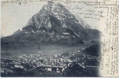 1905 Glarus, Schweiz, Panorama mit Glärnisch,Gebr. Wehrli