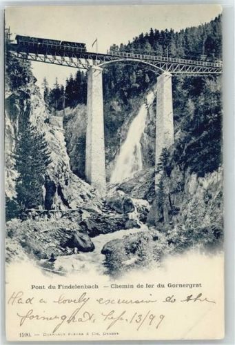 Gornergrat Brücke Pont du Findelenbach Chemin de fer du Gornergrat Wasserfall