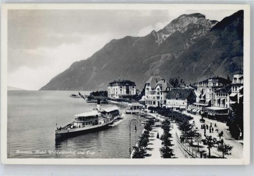 6440 Brunnen - Hotel Waldstätterhof, Postamt, Schiff, Quai, Vierwaldstättersee
