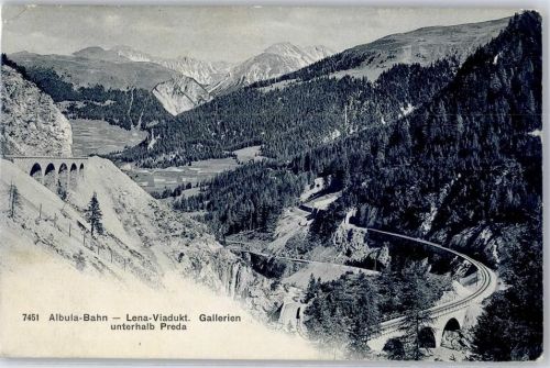 Preda 1912 Eisenbahn Albulabahn Lena-Viadukt