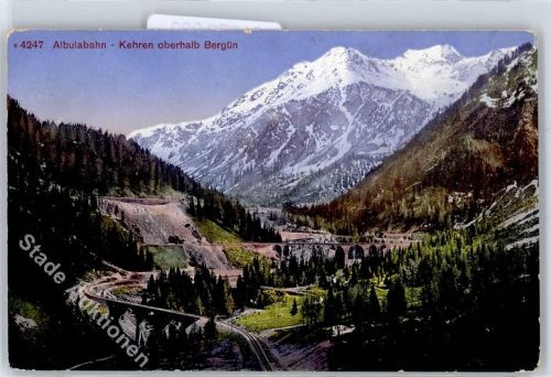 Bergün 1914, Albulabahn, Kehren, Viedaukt