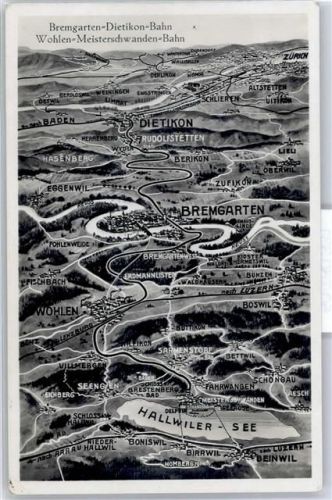 Bremgarten AG Kartenausschnitt, Dietikon-Bahn, Wohlen-Meisterschwanden-Bahn