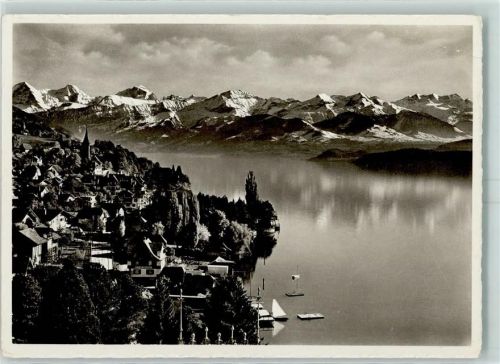 Hilterfingen 1936 Am Thunersee mit Eiger Mönch Jungfrau Blümlisalp