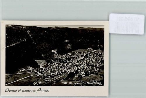 St-Imier Foto 10cm x 7cm Fliegeraufnahme Neujahrswunsch