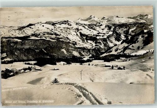 6433 Stoos SZ - Blick auf Drusberg u. Glärnisch Winter