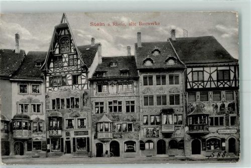 8260 Stein am Rhein - Alte Bauwerke bemalte Häuser Fahrrad