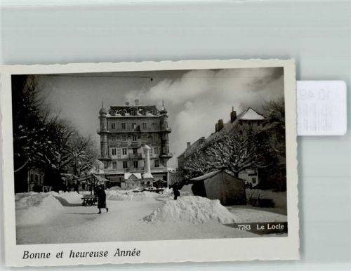 Le Locle Schloss Denkmal Winter Neujahr Foto 10cm x 7cm, rückseitig Haftspuren