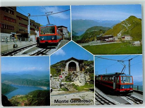 Melide Monte Generoso Capolago Ferrovia Bahn Ristorante Monte Generoso Vetta Vista sel Lago di Lugano Maroggia Melide Carona Morcote in fondo Monte Rosa