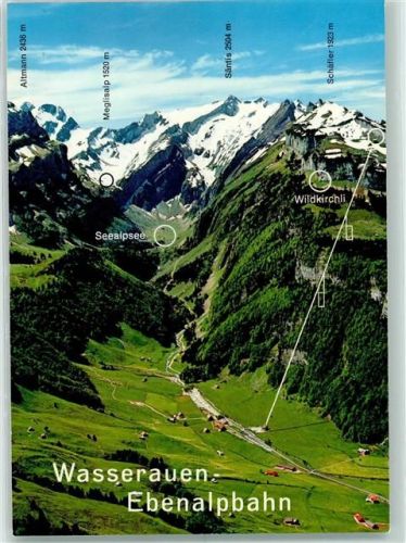 Wasserauen Ebenalpbahn Talstation Blick zum Säntis Aufstieg zum Seealpsee
