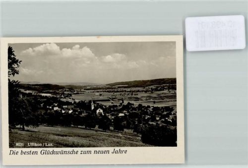Uffikon Foto 10cm x 7cm Fliegeraufnahme Neujahrswünsche