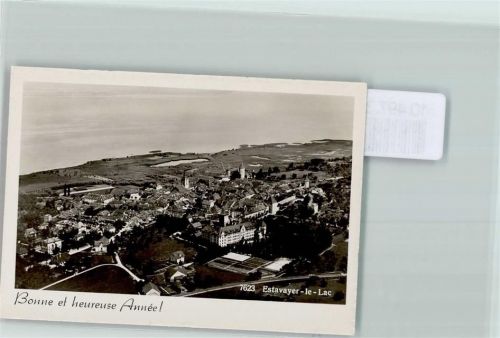 Estavayer-le-Lac 1939 Turm Fliegeraufnahme Schloss Neujahr Foto 10cm x 7cm, rückseitig Haftspuren