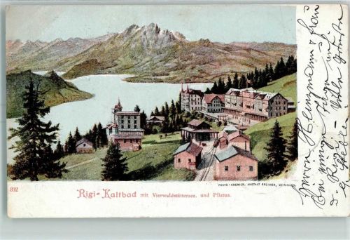 Rigi Kaltbad 1906 mit Vierwaldstättersee und Pilatus