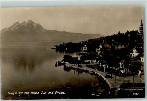 Weggis 1925 mit dem neuen Quai und Pilatus