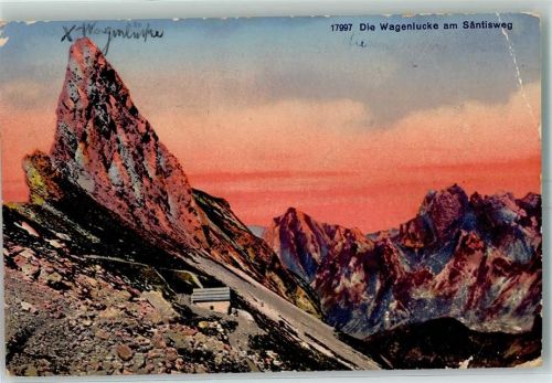 Säntis 1915 Die Wagenlücke am Säntisweg Morgenrot