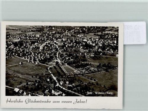 Wohlen AG 1939 Neujahr Fliegeraufnahme Foto 10cm x 7cm, rückseitig Haftspuren