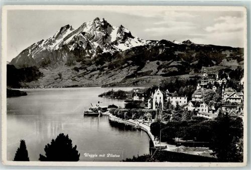 Weggis 1946 mit Pilatus Personendampfschiff