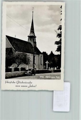 Härkingen Kirche Oldtimer Kreuz Neujahr Foto 10cm x 7cm, rückseitig Haftspuren
