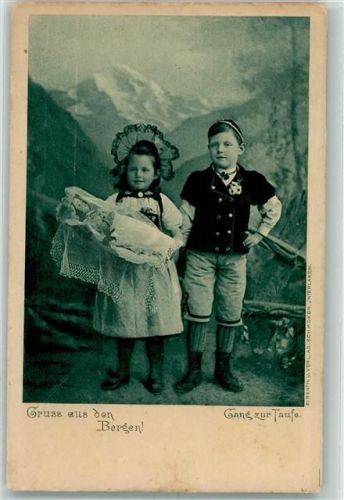 1905 Gang zur Taufe Puppen AK