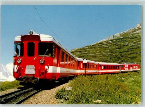 Andermatt Furka Oberalp Bahn FO Pendelzug mit BDeh 4/4 II 92 B 4274 B 4273 u. ABt 4156 bei Nätschen
