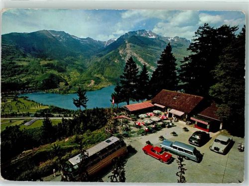 Filzbach Cafe Kerenzer Berghus Blick auf Weesen und Walensee Oldtimer