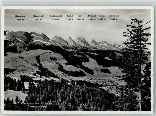 Churfirsten 1957 Gebrauchsspuren mit Iltiosbahn Obertoggenburg