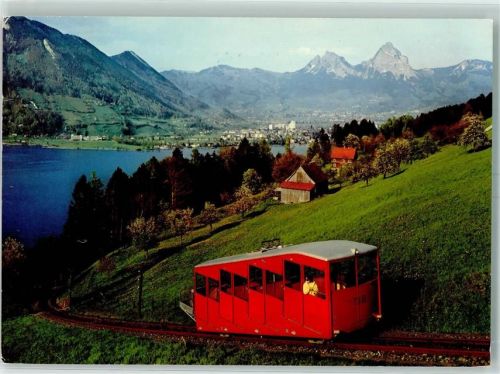 Seelisberg Treib Seelisberg Bahn mit Blick gegen Brunnen und Mythen