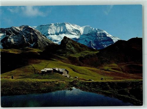 Adelboden BE Berghotel Hahnenmoospass Adelboden-Lenk Ammertenspitz und Wildstrubel