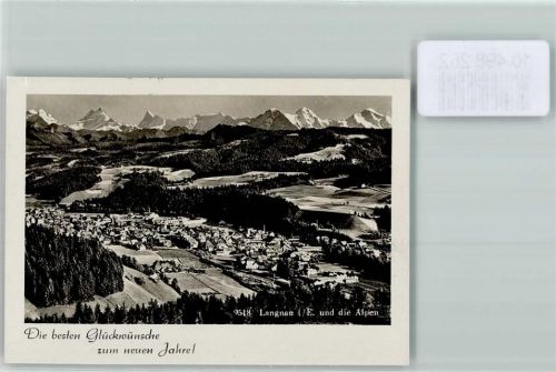 Langnau Foto 10cm x 7cm Fliegeraufnahme Neujahrswunsch