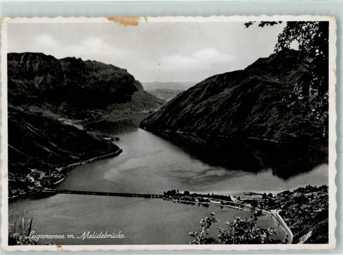 Melide Luganersee mit Melidebrücke Kur Hotel Garten Restaurant Monte Bre vetta Kulm