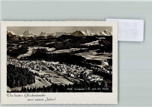 Langnau 1939 Neujahr Alpen Foto 10cm x 7cm, rückseitig Haftspuren