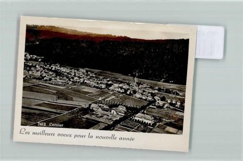 Cernier 1939 Fliegeraufnahme Neujahr Foto 10cm x 7cm, rückseitig Haftspuren