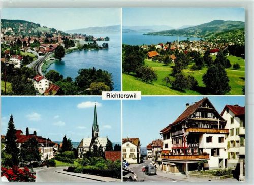 Richterswil 1978 Teilansichten Krankenhaus und Kirche Poststrasse Oldtimer