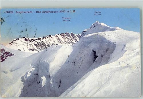 Jungfraujoch Jungfraubahn Winter Ort lt. Stempel