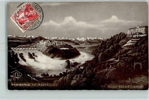 8212 Neuhausen am Rheinfall 1912 Gebrauchsspuren Rheinfall Hotel Schweizerhof