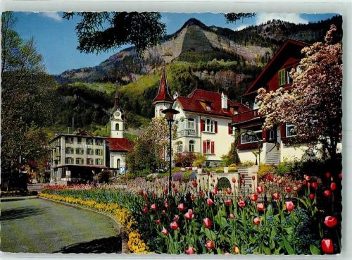 Vitznau Kurort am Vierwaldstättersee Dorfpartie mit Rigi Dossen