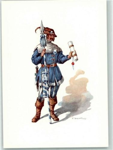 Bern PTT-Museum Standesläufer von Zürich Kostüm des XV. Jahrhundert sign