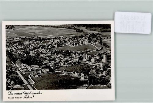 Derendingen Foto 10cm x 7cm Fliegeraufnahme Neujahrswunsch