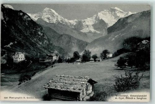 Wilderswil 1906 Generalansicht mit Eiger Mönch Jungfrau
