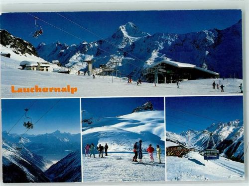 Lauchernalp Sesselbahn Lauchernalp Schwebebahn Skifahrer