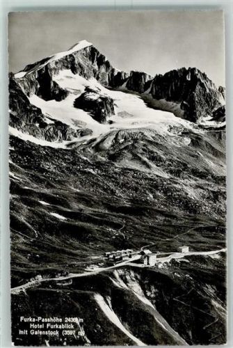 Furka 1949 - Furka Passhöhe Hotel Furkablick mit Galenstock Feldpost