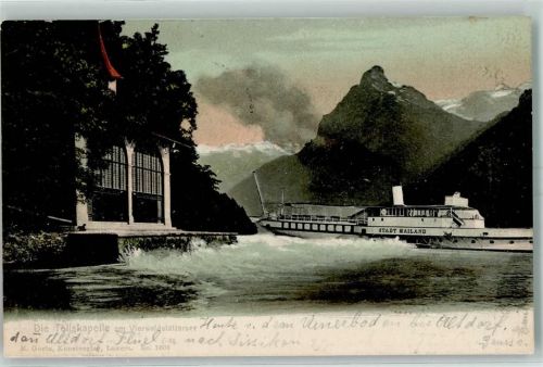 Seelisberg 1903 Tellskapelle am Vierwaldstättersee Dampfschiff Stadt Mailand