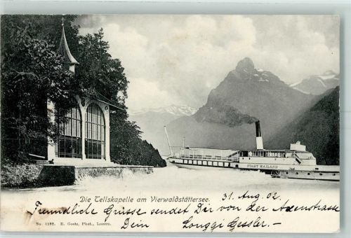 Sisikon 1902 Tellskapelle Vierwaldstättersee Dampfschiff Stadt Wailand